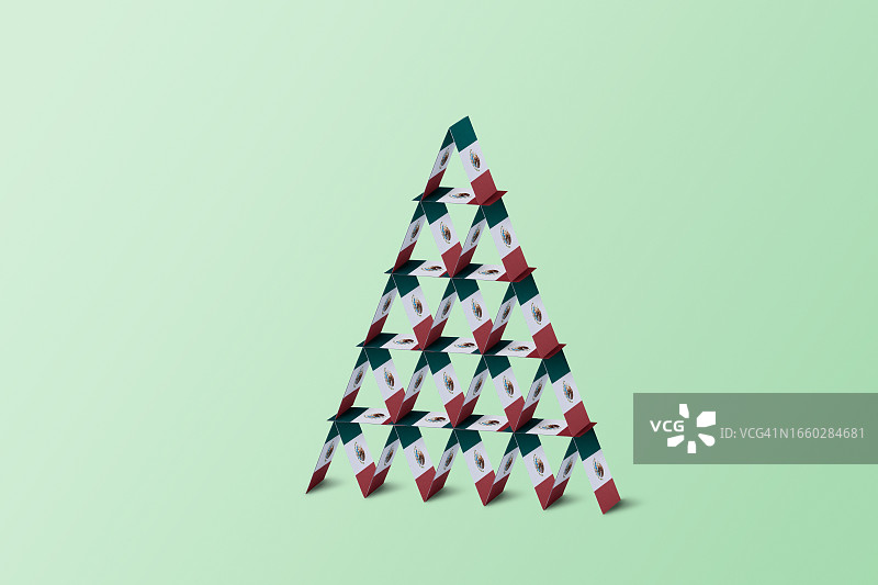 墨西哥国旗纸牌屋图片素材