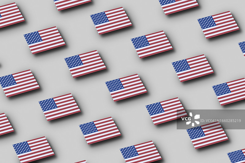 灰色背景上的美国国旗网格图案图片素材