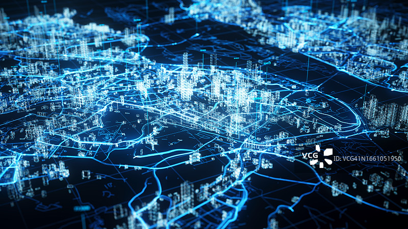抽象的智慧城市概念科技感图片素材