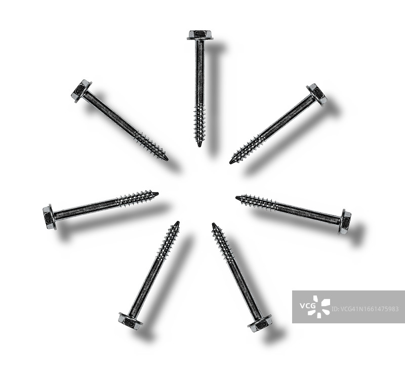 白色背景上带有小阴影的圆形螺钉图片素材