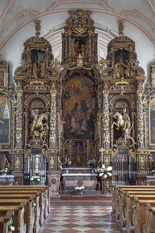 萨马赖朝圣教堂的祭坛，位于德国下巴伐利亚图片素材