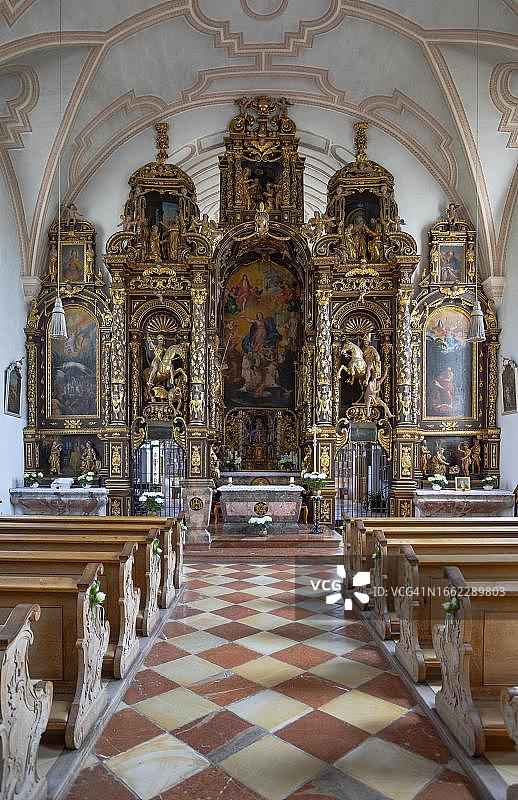 萨马赖朝圣教堂的祭坛，位于德国下巴伐利亚图片素材