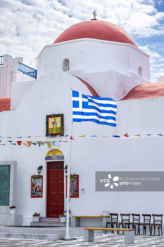 米科诺斯岛旧港阿格拉圣尼古拉斯希腊东正教教堂图片素材