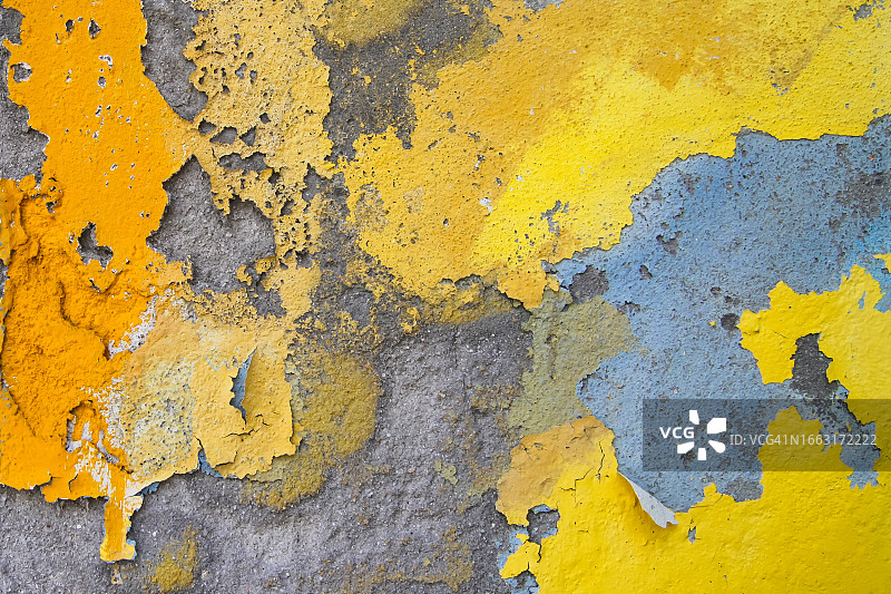 马来西亚槟城的多层油漆风化墙图片素材