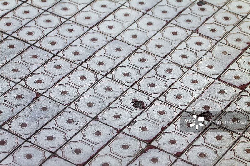 槟城乔治市人行道瓷砖地面，马来西亚图片素材