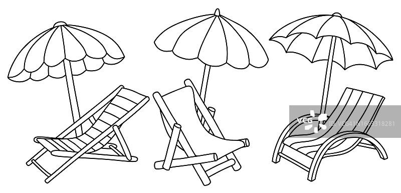 手绘沙滩椅素材图片素材
