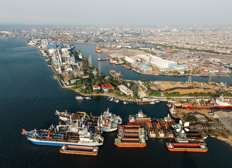 雅加达码头高空景观图片素材