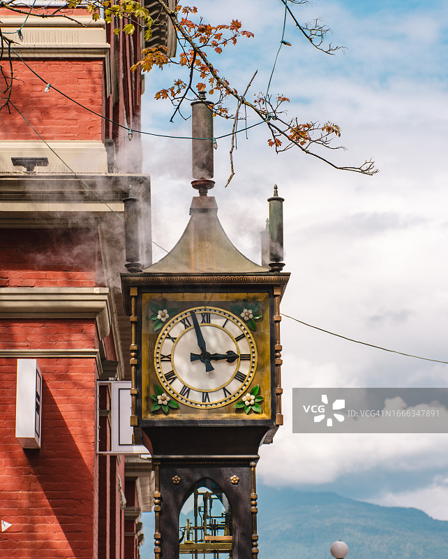 盖士镇蒸汽钟主视角图片素材