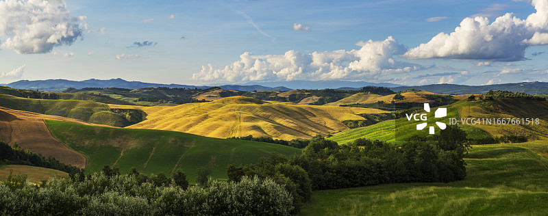 托斯卡纳锡耶纳克雷特地区的丘陵景观图片素材