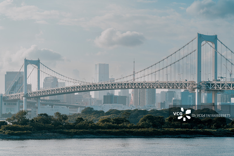 从御台场看东京天际线图片素材