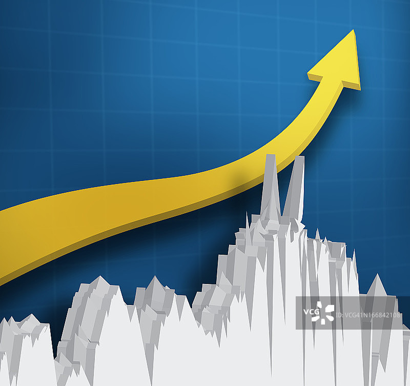 带有图表的黄色数字箭头图片素材