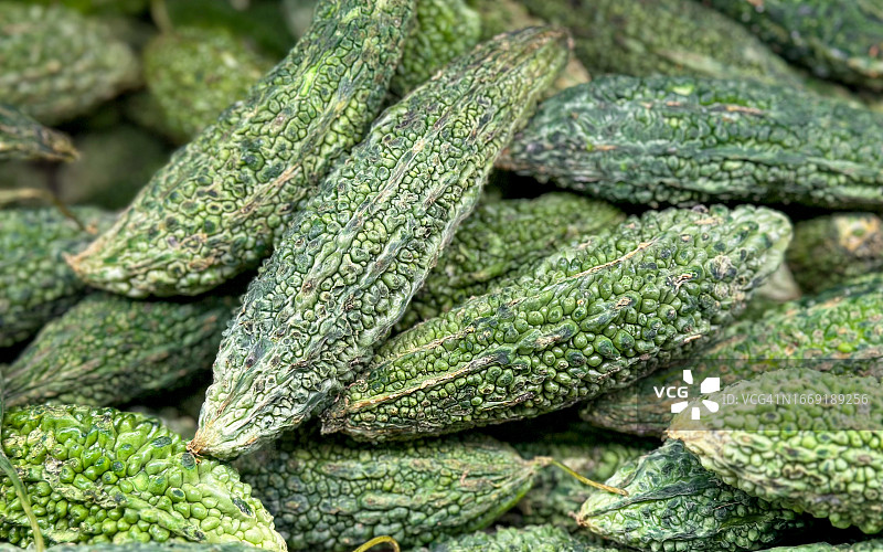 市场上的印度苦瓜堆图片素材