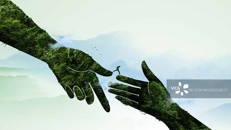 与自然握手图片素材