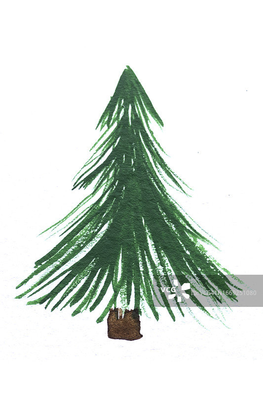 水彩风格圣诞树插图图片素材