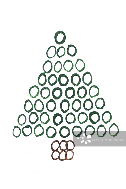 水彩风格圣诞树插图图片素材