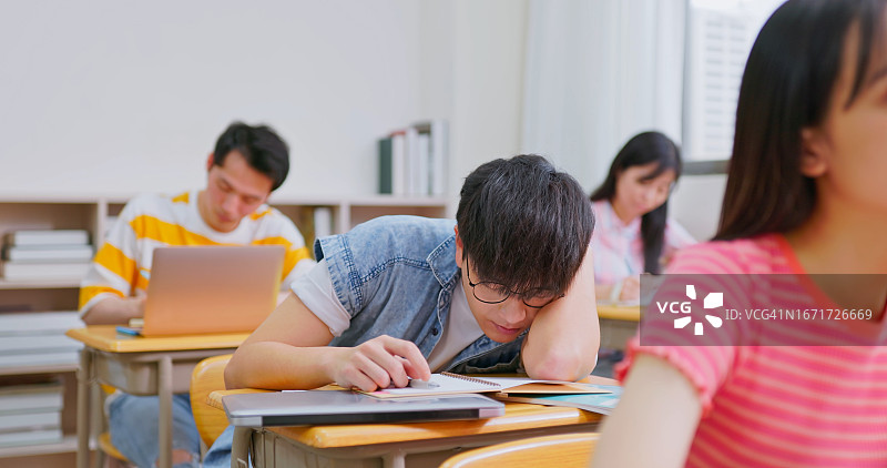 学生课堂上犯困图片素材