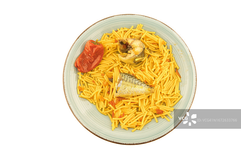 鲜鲭鱼青椒意面图片素材