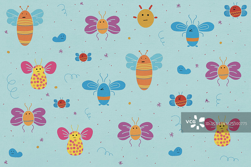 蜜蜂主题无缝图案图片素材