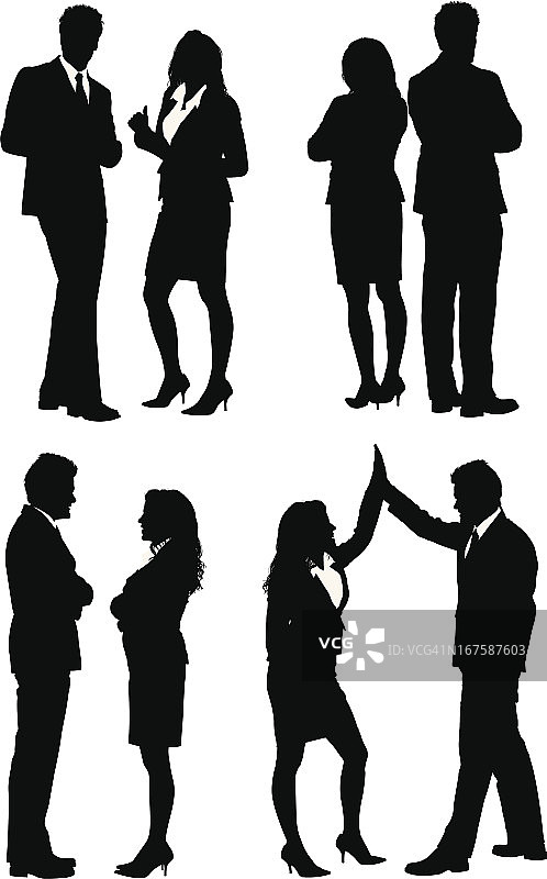 商务情侣剪影图片素材