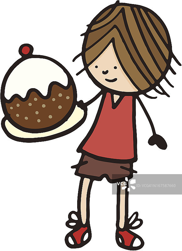 男孩与圣诞布丁图片素材