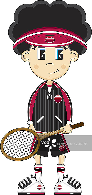 可爱的卷发网球男孩图片素材