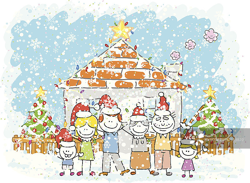 圣诞家庭卡通图片素材