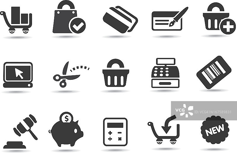 黑白购物图标合集图片素材