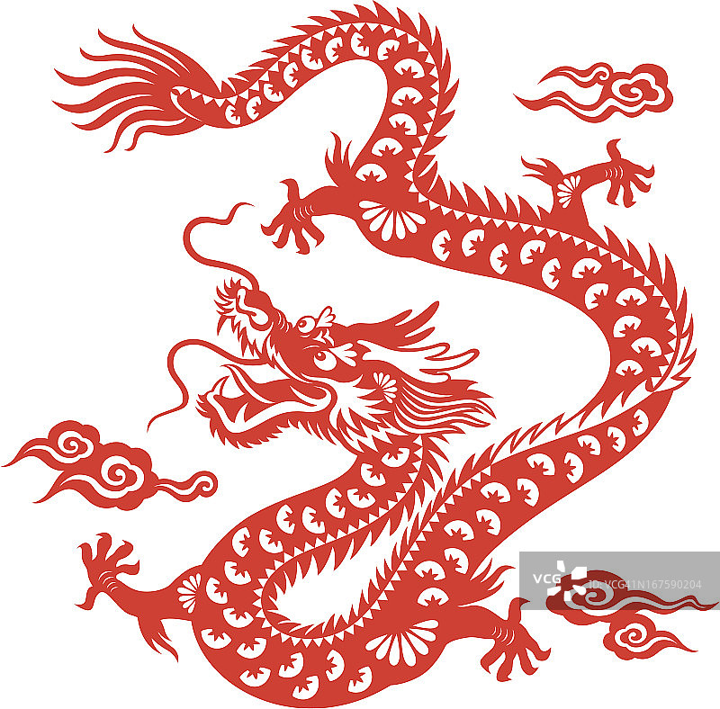 中国龙剪纸艺术图片素材