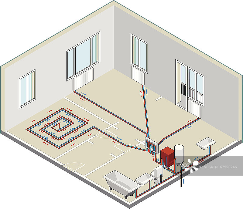 供暖系统示意图图片素材