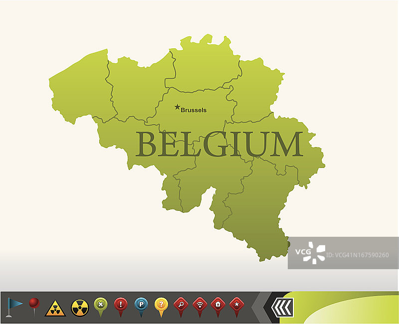 带有导航图标的比利时地图图片素材