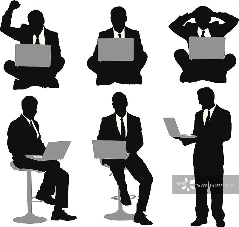 使用笔记本电脑的商人多张图像图片素材
