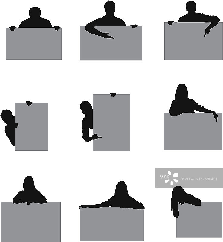 人们举着标语牌的轮廓图片素材