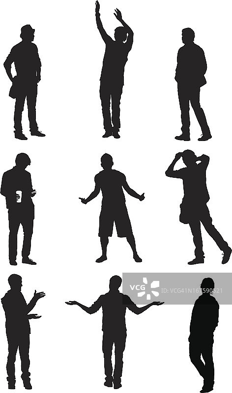 做手势的人群轮廓图片素材