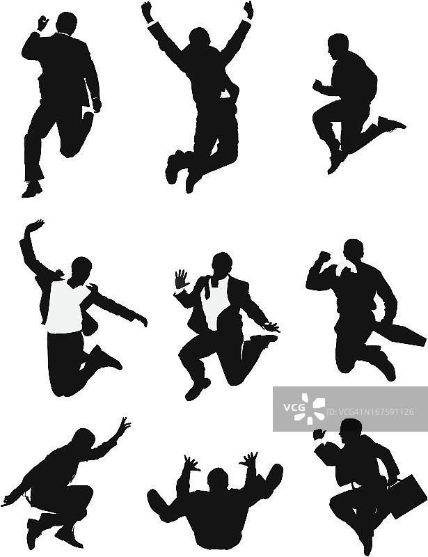 跳跃人群剪影图片素材