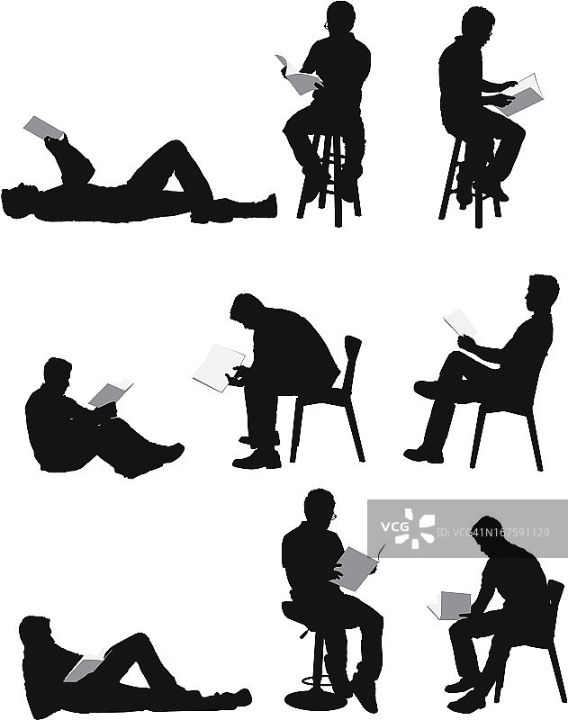 男人阅读书籍的组图图片素材