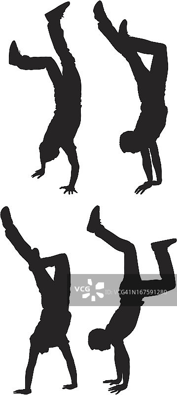 男子倒立剪影图片素材