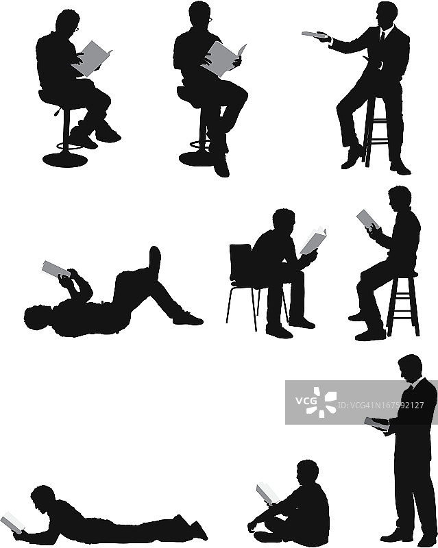 男人阅读书籍的组图图片素材