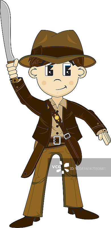 手持弯刀的可爱冒险家图片素材