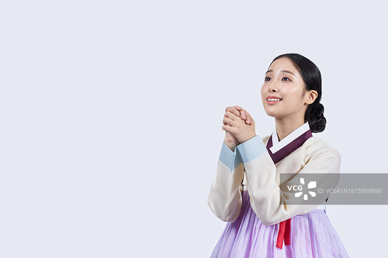 韩服节日传统服饰女子祝福图片素材