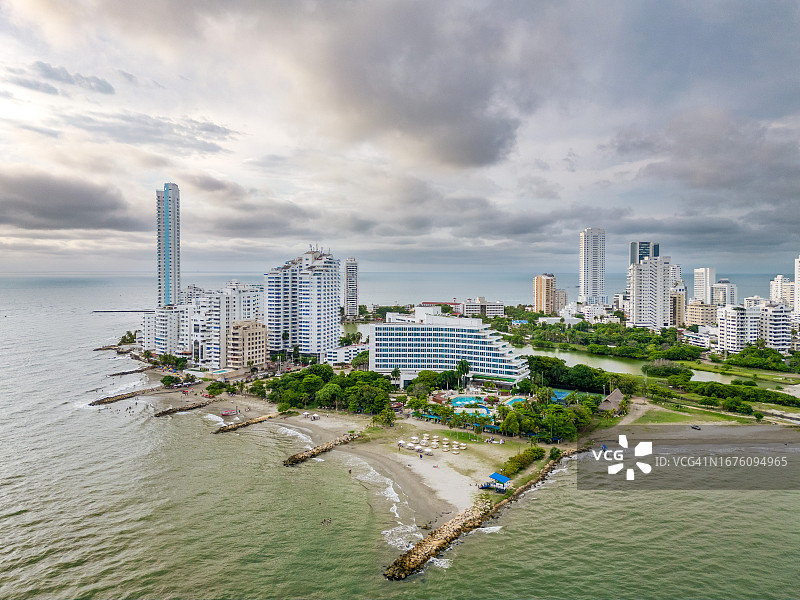 哥伦比亚卡塔赫纳日落天际线图片素材