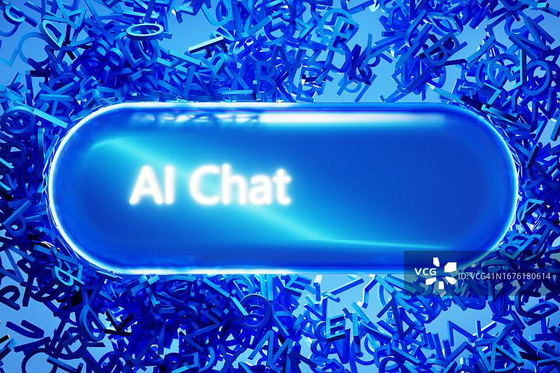 未来感人工神经网络，AI聊天机器人，文字云显示屏图片素材