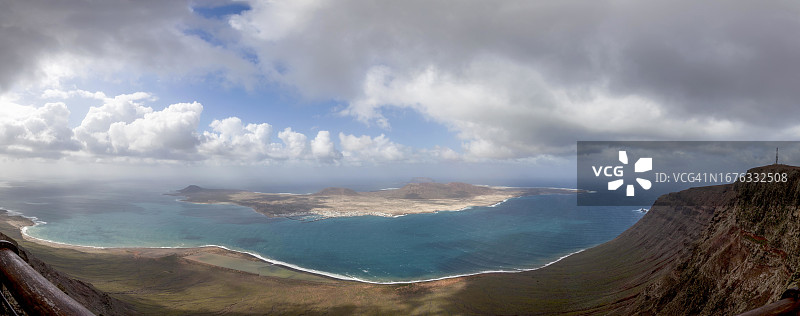 从米拉多德尔里奥眺望西班牙加那利群岛兰萨罗特岛格拉西iosa岛图片素材