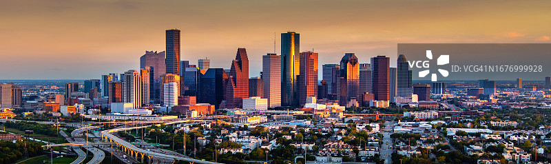 休斯顿日落全景图片素材