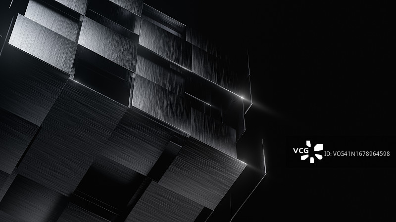 黑色背景上的抽象3D立方体：现代科技图片素材