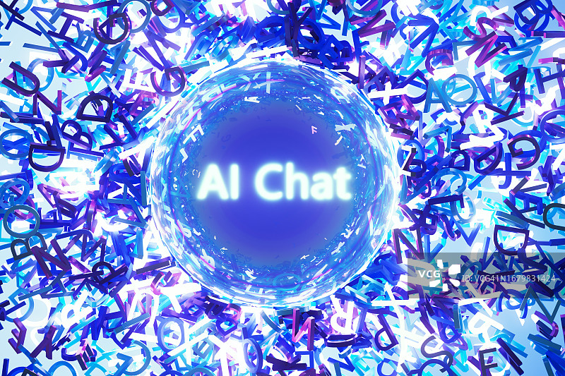 未来感人工神经网络，AI聊天机器人，文字云显示屏图片素材