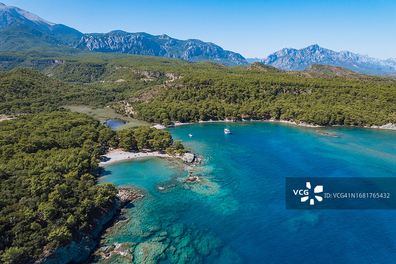 土耳其安塔利亚法塞利斯湾航拍景观图片素材