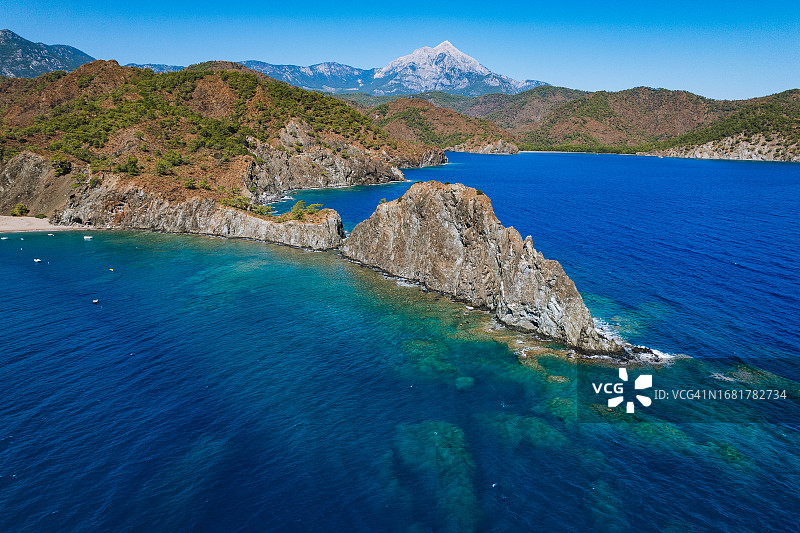 土耳其安塔利亚奥林波斯海滩航拍图片素材