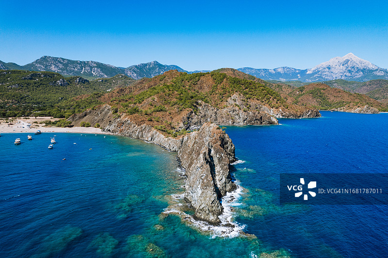 土耳其安塔利亚奥林波斯海滩航拍图片素材