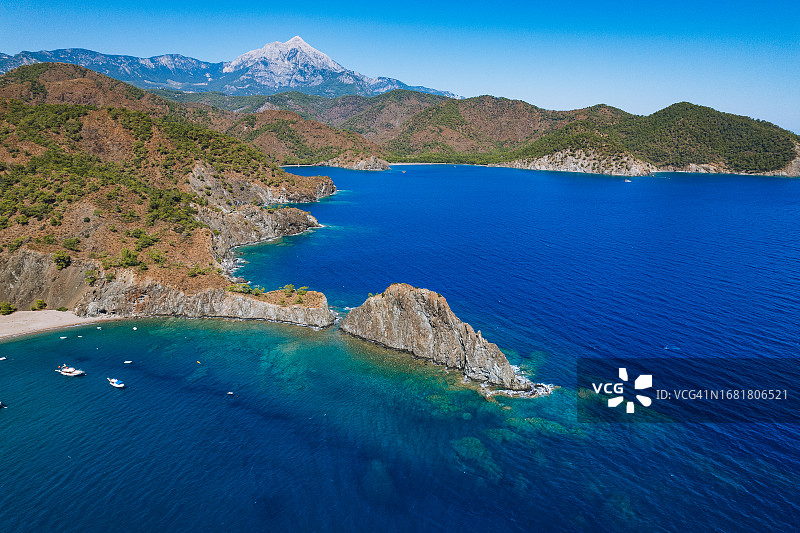 土耳其安塔利亚奥林波斯海滩航拍图片素材