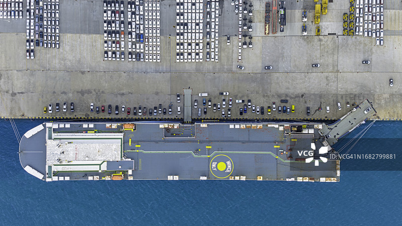 海港汽车排队航拍俯视图图片素材